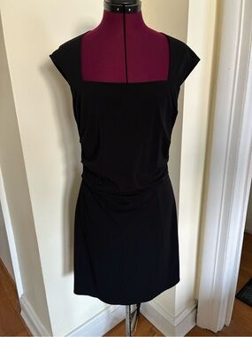 White House Black Market Y2K Style Black Square-Neck Mini Dress